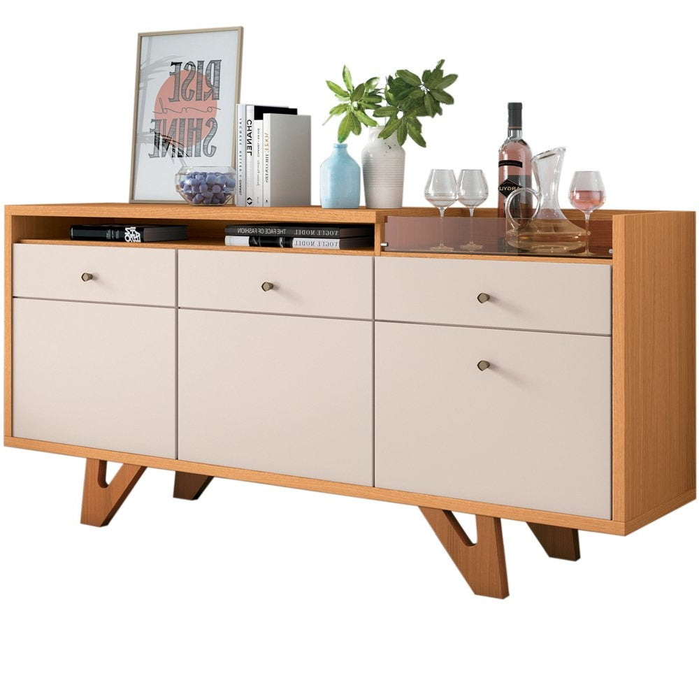 2-Door 2-Drawer Buffet Sideboard with Bar Tray