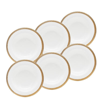Set of 6 White Porcelain Deep Plates