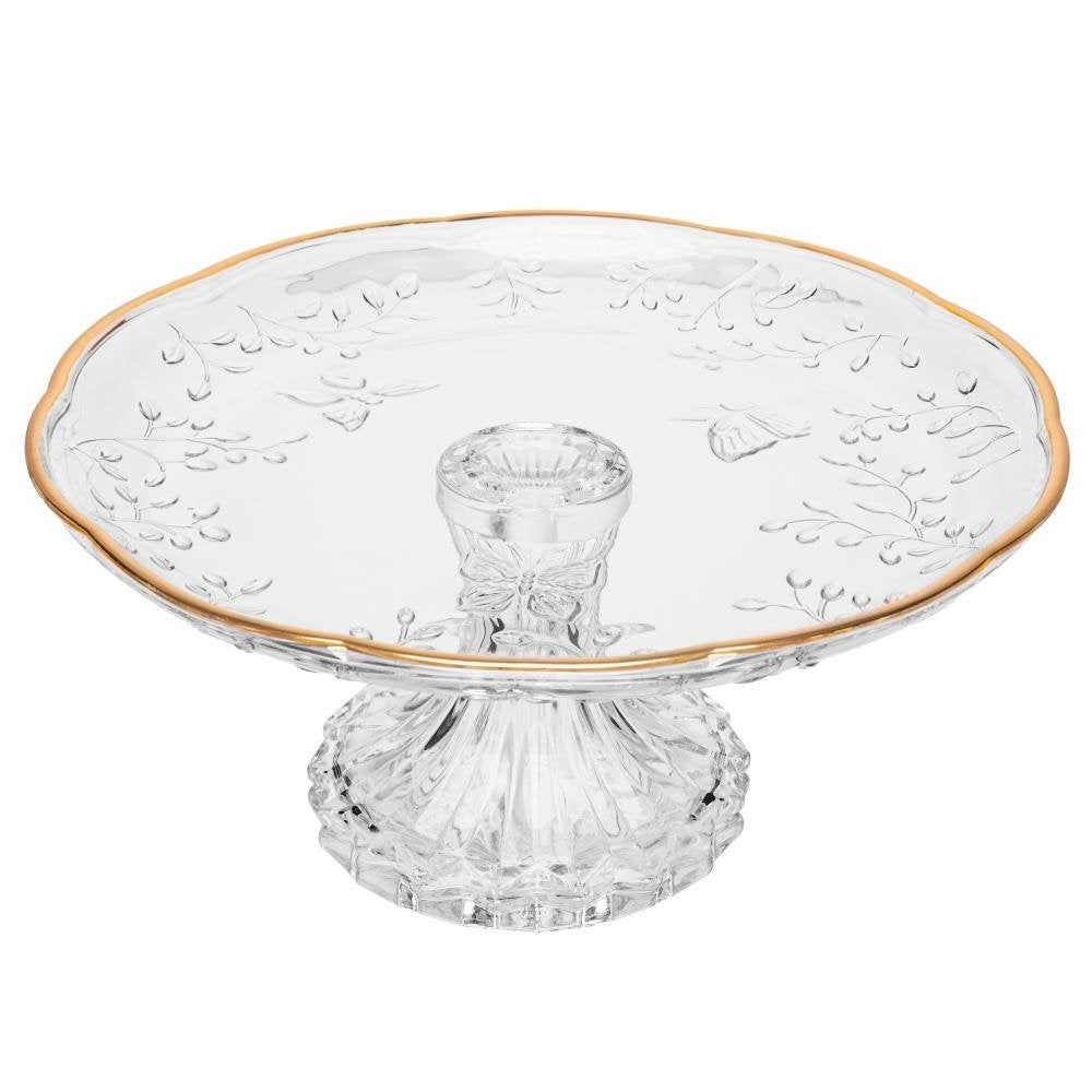 Gold-Rim Crystal Cake Stand
