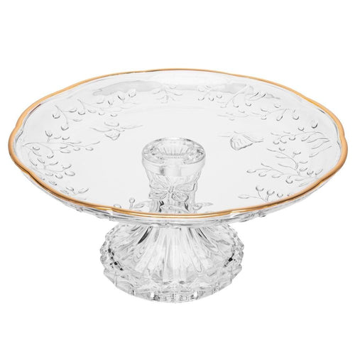 Gold-Rim Crystal Cake Stand