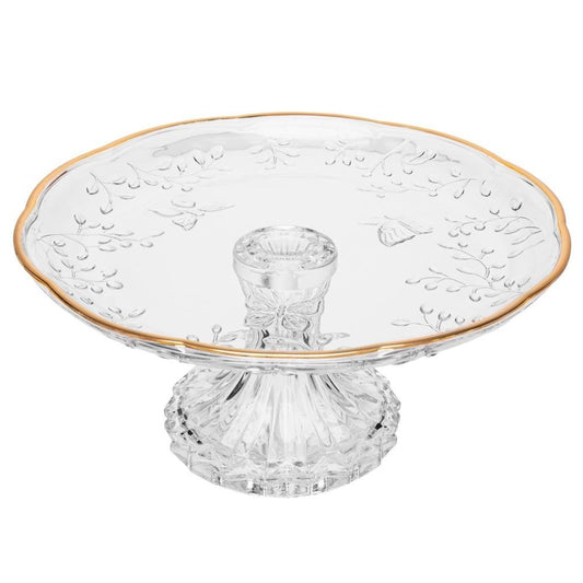 Gold-Rim Crystal Cake Stand