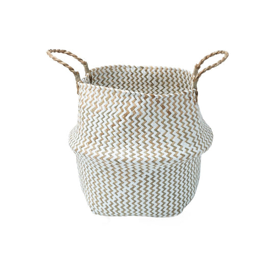 White Seagrass Basket with Handles