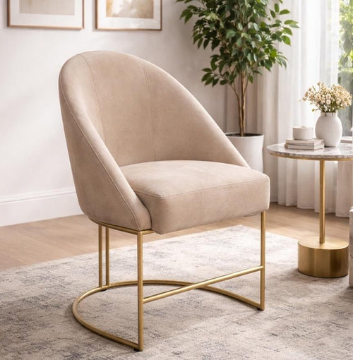 Velvet Accent Chair with Gold Metal Legs