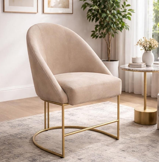 Velvet Accent Chair with Gold Metal Legs