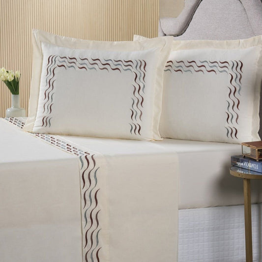 Embroidered King Cotton Sheet Set