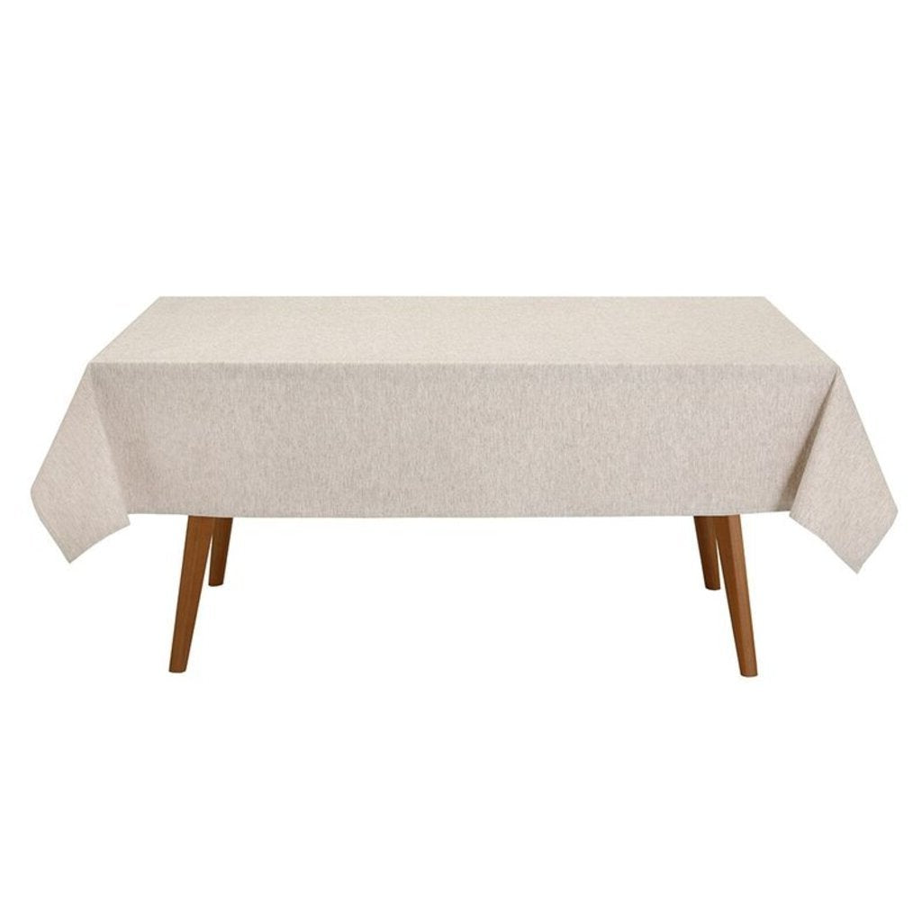 Beige Linen-Blend Rectangular Tablecloth for 8 Seats