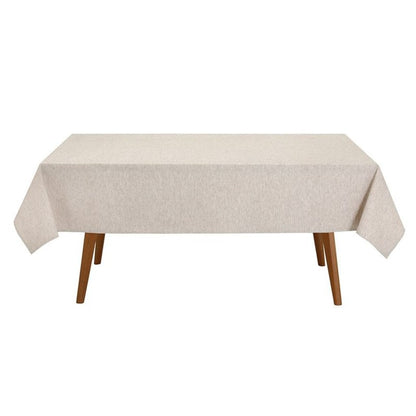 Beige Linen-Blend Rectangular Tablecloth for 8 Seats