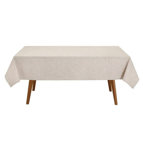 Beige Linen-Blend Rectangular Tablecloth for 8 Seats