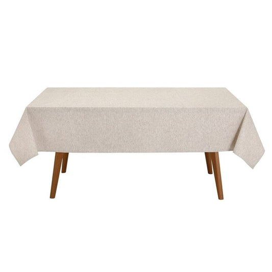 Beige Linen-Blend Rectangular Tablecloth for 8 Seats