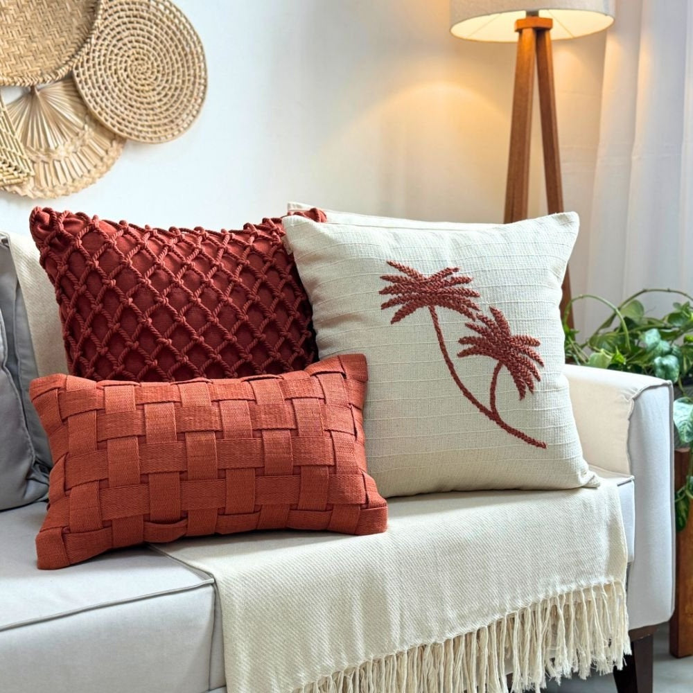 Terracotta Macrame Cushion Cover 50 x 50 cm