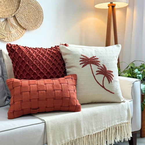 Terracotta Macrame Cushion Cover 50 x 50 cm