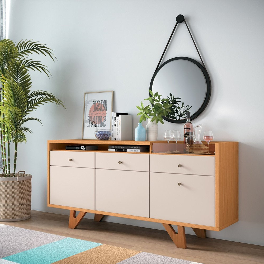 2-Door 2-Drawer Buffet Sideboard with Bar Tray
