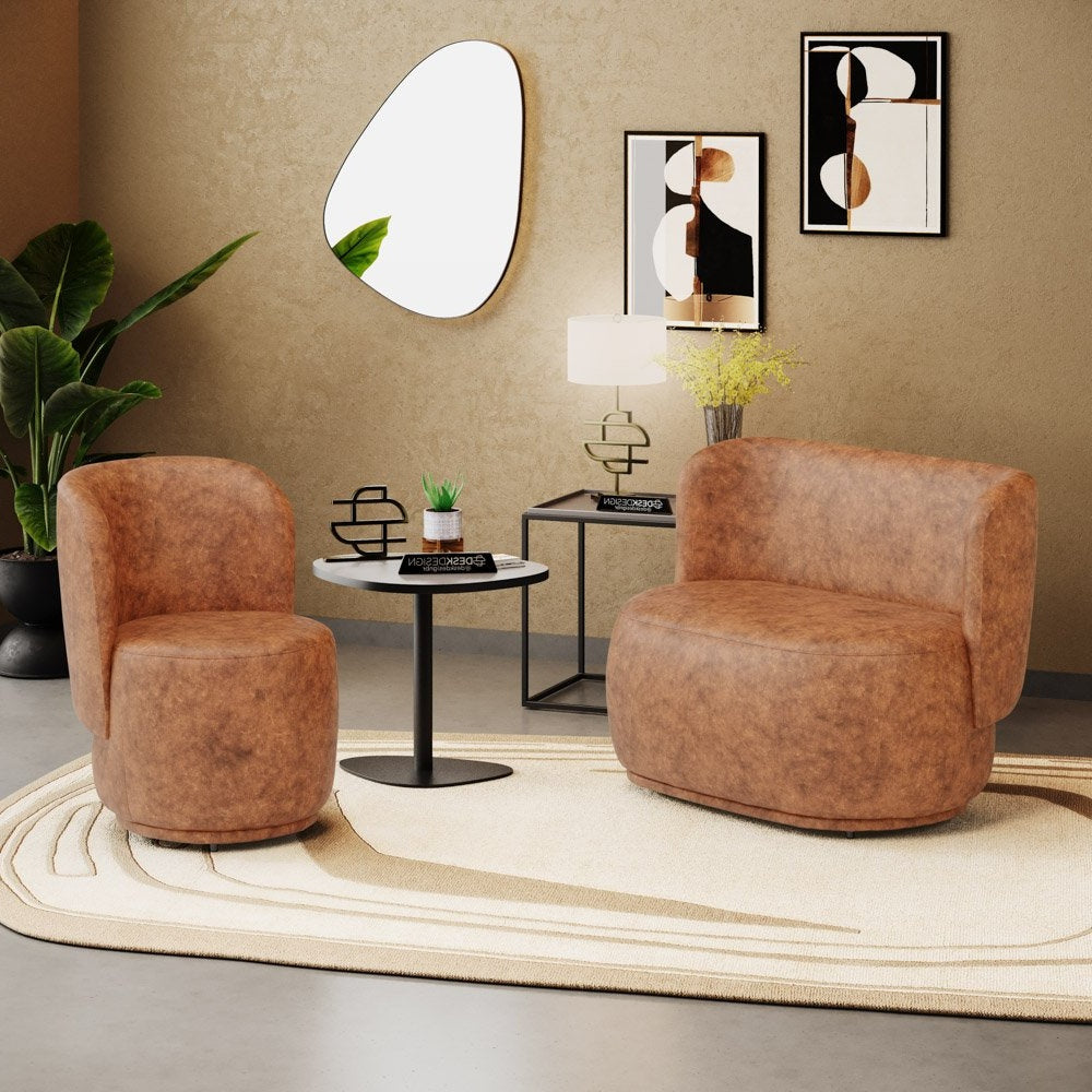 Caramel Organic Armchair and Loveseat Set