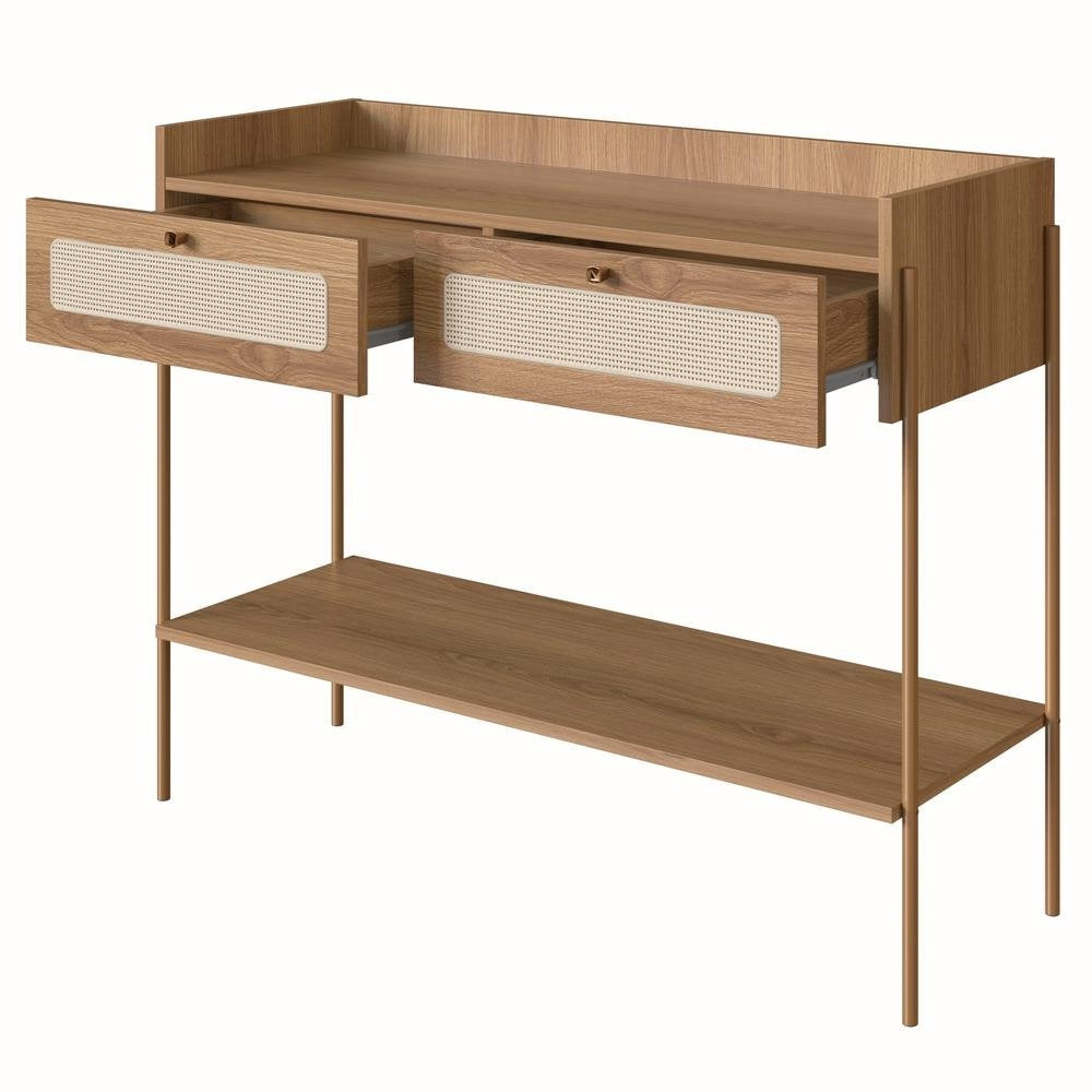 2-Drawer Rattan-Style Console Table