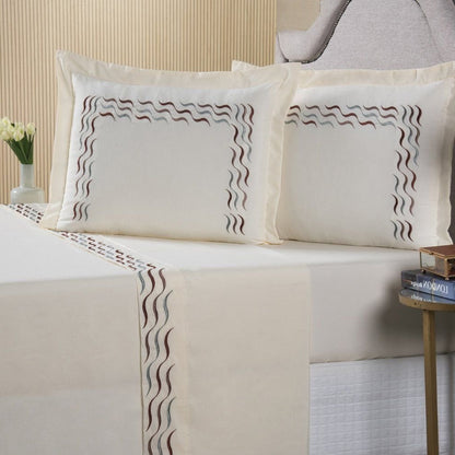 Embroidered King Cotton Sheet Set