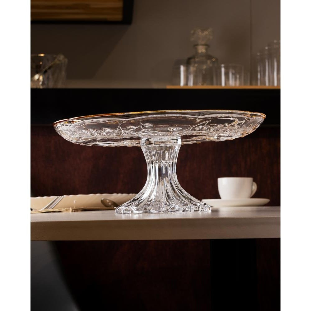 Gold-Rim Crystal Cake Stand