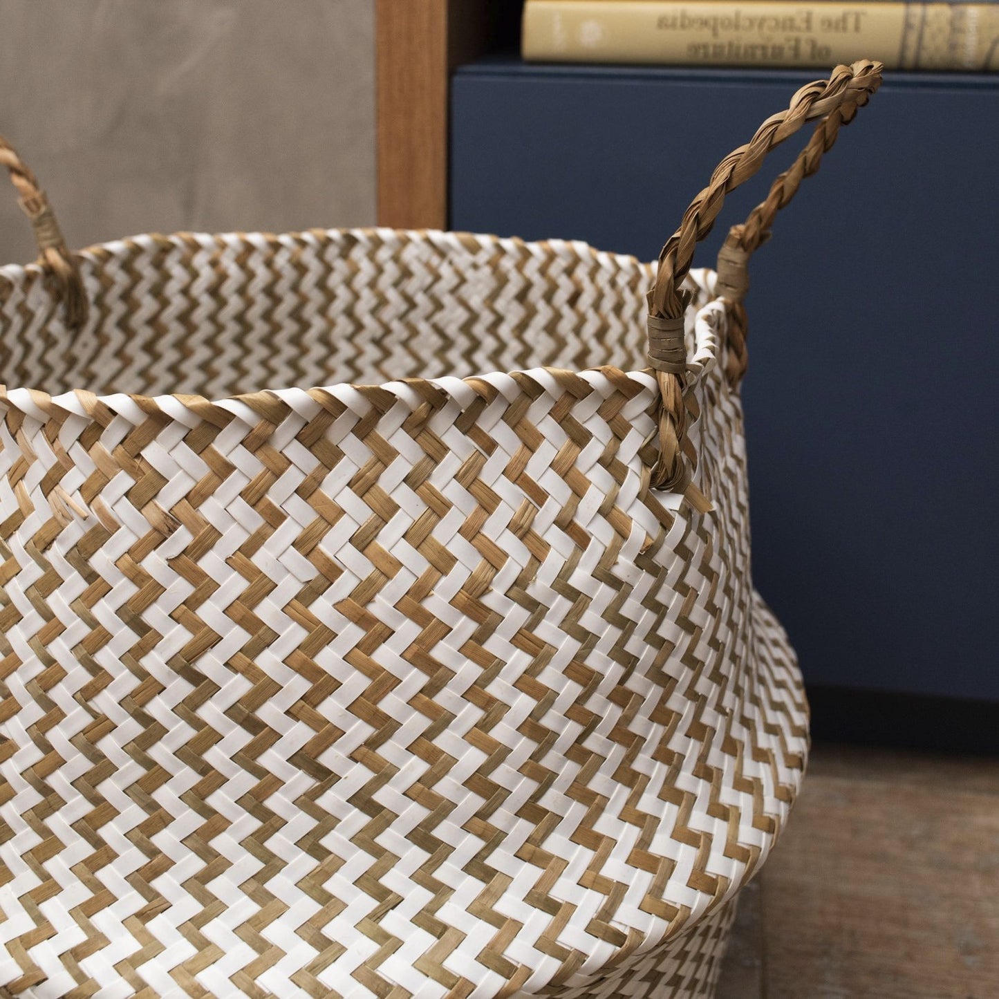 White Seagrass Basket with Handles