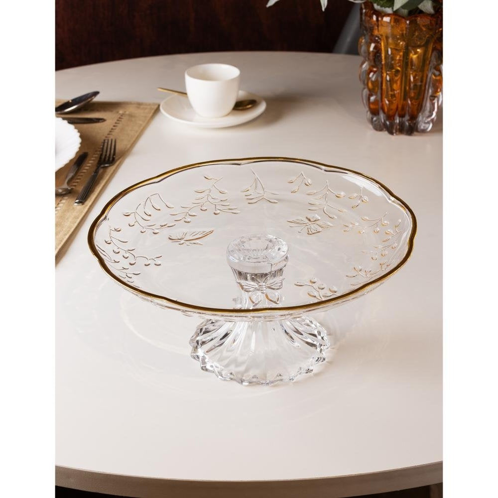 Gold-Rim Crystal Cake Stand