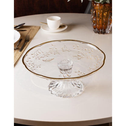 Gold-Rim Crystal Cake Stand