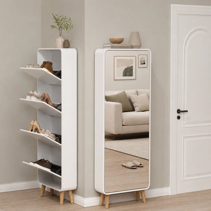Mirror Shoe Cabinet 4 Flip Drawers