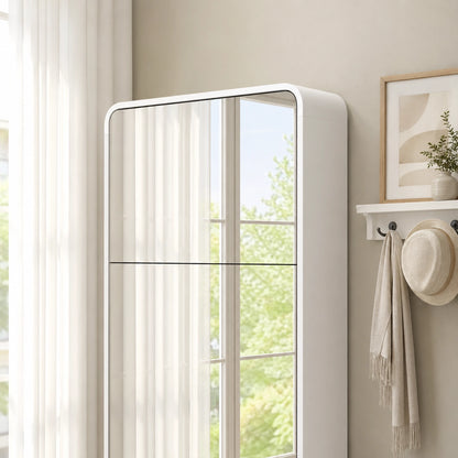 Mirror Shoe Cabinet 4 Flip Drawers