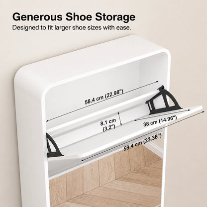 Mirror Shoe Cabinet 4 Flip Drawers